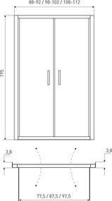 Novoterm Dvojkrídlové otváravé sprchové dvere NV-Solid DDP CHR 100, chróm/transparent - bez vaničky