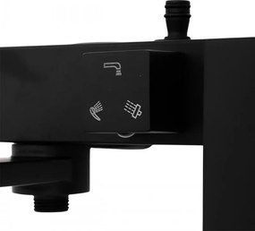 Erga Cube, sprchová batéria s vaňovým výtokom a horným pripojením sprchového stĺpu, 150 mm, čierna matná, ERG-YKA-BW.CB-BLK