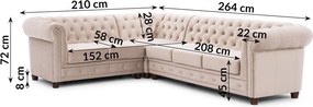 Béžová zamatová rozkladacia rohová pohovka (ľavý roh/do L) York Blik – Ropez