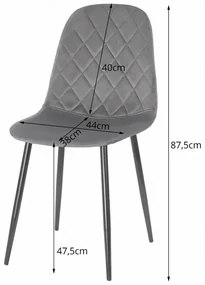 Set troch jedálenských stoličiek ASTI zamat granátové (čierne nohy) (3ks)