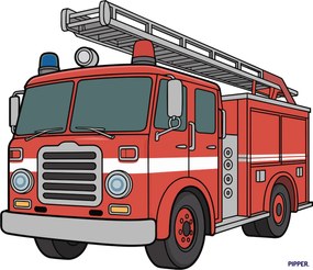 PIPPER. Textilná nálepka na stenu "Hasiči"