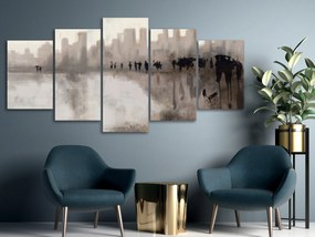 Artgeist Obraz - City in the Rain (5 Parts) Wide Veľkosť: 100x50, Verzia: Na talianskom plátne