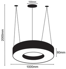 LED Luster na lanku LED/50W/230V 4000K pr. 100 cm čierna