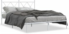 Kovový rám postele s čelom biely 135x190 cm 376550