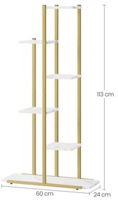 Dekorstudio Stojan na kvety - 6 políc Mramor/zlaté nohy
