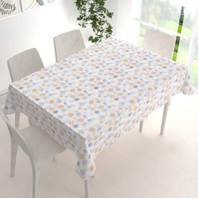 Biante Vianočný dekoračný obdĺžnikový obrus PML-041 Modrosivé a béžové vločky 60x100 cm