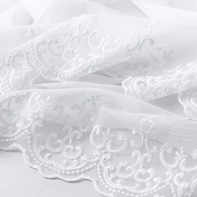 Biela záclona s perleťovo vytkávanou bordúrou zámocký vzor do oblúčka ZAC-028 výška 300 cm Šitie na mieru