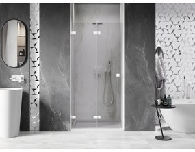 Mexen, Mexen Lunar-F skladacie ľavé sprchové dvere 85 cm, priehľadné, biele - 836-085-000-20-00-L