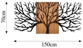 Nástenná dekorácia 150x70 cm strom drevo/kov