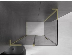 Mexen Velar L, sprchový kút s posuvnými dverami 110 x 75 cm, 8mm šedé sklo, zlatá matná, 871-110-075-43-55