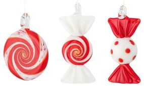 Sklenené ručne vyrobené vianočné ozdoby v súprave 3 ks 6 cm Festive – Bloomingville