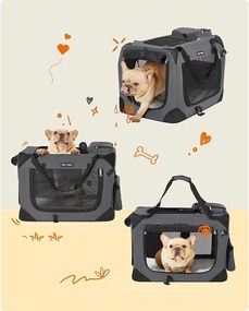 Skladací nosič pre domáce zvieratá, prepravný box, veľkosť M, sivý