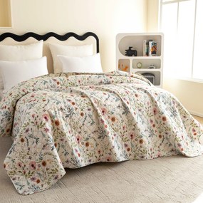 Prehoz na posteľ HERBALIS krémový Rozmer: 170 x 210 cm