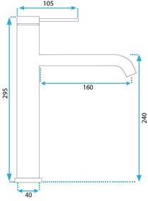 Rea Clif, vysoká umývadlová batéria h-295, čierna matná, REA-B5325