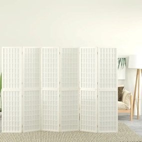 Skladací paraván s 6 panelmi, japonský štýl 240x170 cm biely 352090