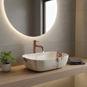 Rea Belinda, umývadlo na dosku 465x330x135 mm, imitácia kameňa-Marrone Matt, REA-U3600