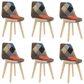 Jedálenské stoličky 6 ks dizajn patchwork rôznofarebné látkové 3068543