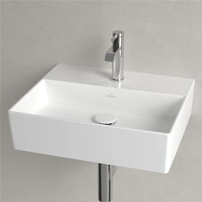 VILLEROY &amp; BOCH Memento 2.0 závesné umývadlo s otvorom, bez prepadu, 500 x 420 mm, Stone White, s povrchom CeramicPlus, 4A2251RW