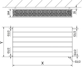 Mexen, Mexen Line CVL33 panelový radiátor 900 x 2000 mm, spodné pripojenie, 6002 W, biely - W633L-090-200-00