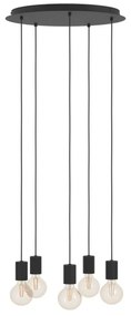 Eglo 390267 - Luster na lanku HUEBRO 5xE27/40W/230V čierna