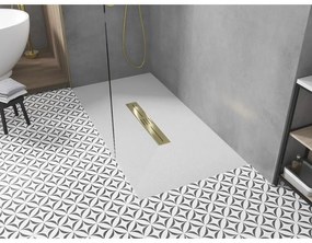 Mexen Toro, SMC obdĺžniková sprchová vanička 160 x 90 cm, biela, zlatá krytka, 43109016-G