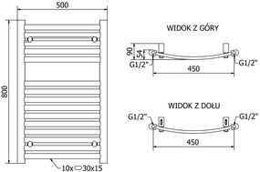 Mexen Helios, vykurovacie teleso 800 x 500 mm, 384 W, čierna, W103-0800-500-00-70