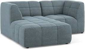 Modrá rohová pohovka z textílie buklé (ľavý roh/s leňoškou) Aloha – Makamii