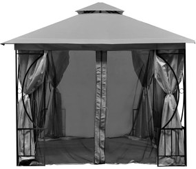 Luxusný záhradný pavilón 3x3x2,8 m - sivý - moskytiéra + plné steny