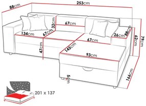 Rohová sedacia súprava Sokol L (vanilková). Vlastná spoľahlivá doprava až k Vám domov. 1122994