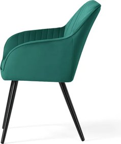 Sada štyroch jedálenských stoličiek FLORENCE zamatové, fľaškovo zelené / čierne nohy (4 ks)