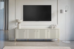 TV stolík Vespera 4D 187 cm - kašmírová / zlaté nožičky