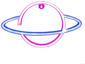 ACA Lighting Neónová lampička - Saturn, 3x AA batérie/USB kábel, IP20, modrá + ružová farba
