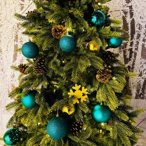 DECOLED Vánoční ozdoby - sada plastových koulí 24 ks, prům. 6 cm, paví zelená, 12x matná, 12x lesklá