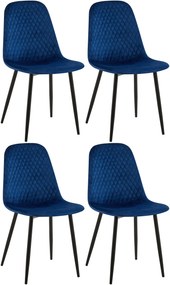 Design-Shop 4x Stolička Giverny zamat - modrá