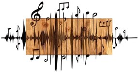 Nástenná dekorácia 90x47 cm noty drevo/kov