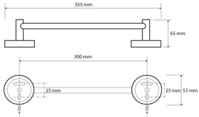 SAPHO XS406 X-Steel polička na uteráky s hrazdou, brúsená nehrdzavejúca oceľ