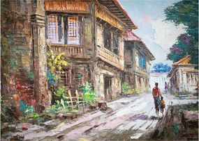 Sklenený obraz Filipínske dediny, Ázia (70x50 cm)