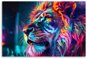 Gario Obraz na plátne Zamyslený farebný lev Rozmery: 60 x 40 cm