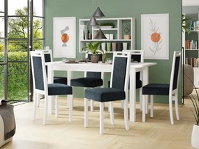 Rozkladací stôl so 6 stoličkami AL10, Morenie: biela, Poťahové látky: Zetta 300