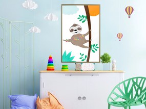 Artgeist Plagát - Happy Sloth [Poster] Veľkosť: 20x30, Verzia: Zlatý rám s passe-partout