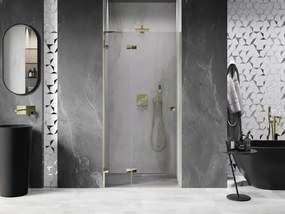 Mexen, Mexen Lunar L Otočné ľavé sprchové dvere 90 cm, transparentné, zlaté - 834L-090-000-50-00-L