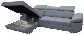 Rozkladacia rohová sedacia súprava s úložným priestorom vo tvare L CASTELO ľavá tmavošedá