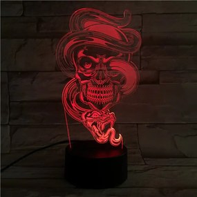 3Dmix 3DL-BTC030 – 3D LED nočná lampa - Lebka s hadom (Bluetooth reproduktor - farba čierna)