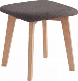 Mazzoni MILO Béžová Taupe (tkanina Storm 26)/dubová podnož - ŠTVORCOVÁ ČALÚNENÁ TABURETKA DO KUCHYNE/OBÝVAČKY