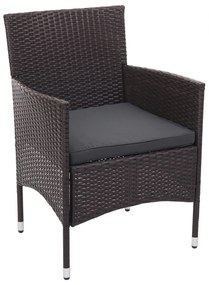 Záhradná súprava 2 kresiel, pohovky a stolíka HWC-F55 - hnedá, vankúše tmavosivá
