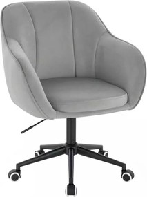 LuxuryForm DESIGN Stolička AVOLA VELUR na čiernej podstave s kolieskami - svetlo šedá