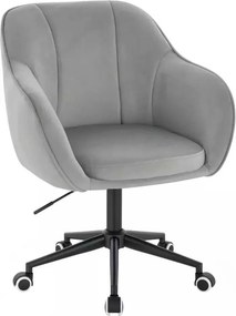 LuxuryForm DESIGN Stolička AVOLA VELUR na čiernej podstave s kolieskami - svetlosivá