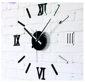Stylesa Moderné nalepovacie hodiny na stenu rímske čísla  čierne Fi 45 cm ROMANK IA192B