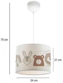 Detský luster CANDY 1xE27/40W/230V biely/hnedý