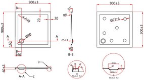 Erga Laos, štvorcová sprchová vanička 90x90x5cm, akrylát, biela lesklá, ERG-V06-ACR-9090S-WH-CR